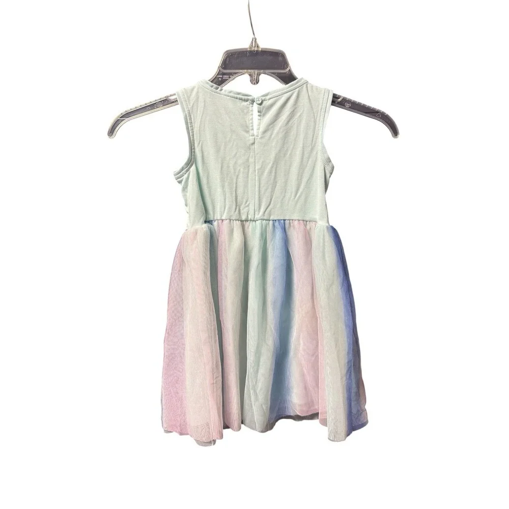 Cat & Jack Girls XS 4/5 Mint Sequin Tulle Party Dress Mermaid Pastel Rainbow